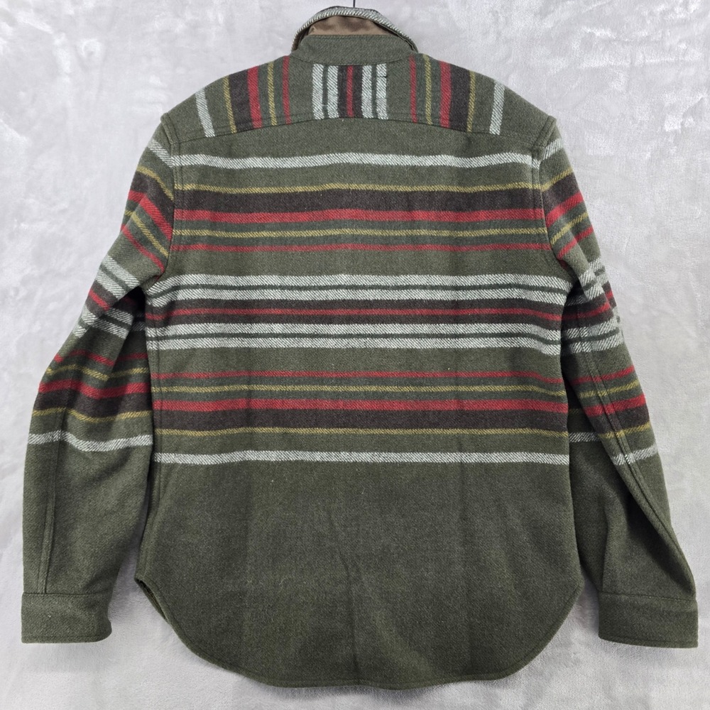 Imogene and Willie Hall CPO Mens M Green Blanket Stripe Wool Blend Shirt Jacket - Picture 9 of 9